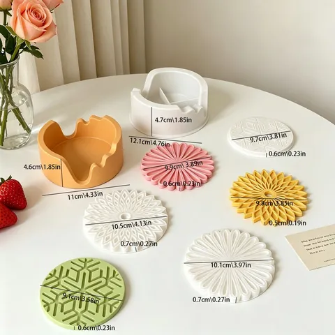 Style Ins marguerite flocon de neige mandala sous-verre base de stockage moule en silicone outil de bricolage DIY