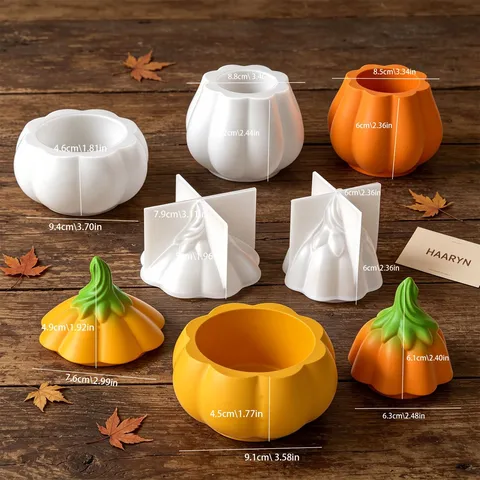 Moule en Silicone Citrouille d'Halloween DIY Récipient Bougie Parfumée Pot de Rangement