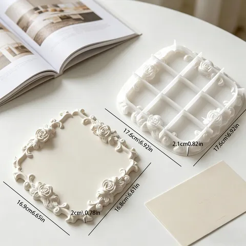 Vintage Rose Lace Tray Silicone Mold DIY Aromatherapy Plaster Resin Casting Mold Jewelry Storage Tray Making Mold