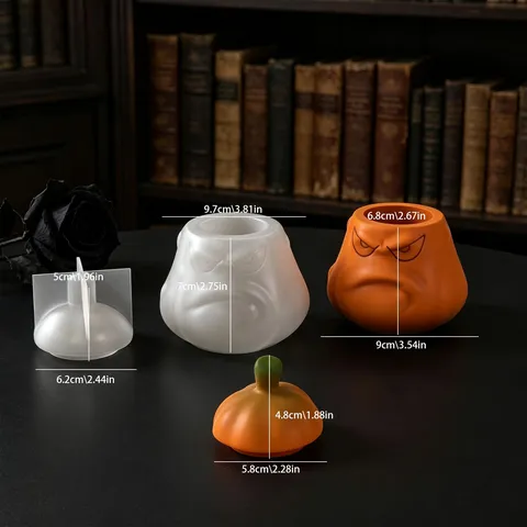 Halloween Boîte de Rangement Citrouille En Colère Moule en Silicone DIY Aromathérapie Plâtre Bougie Tasse Support Moule Outil de Fabrication Artisanale