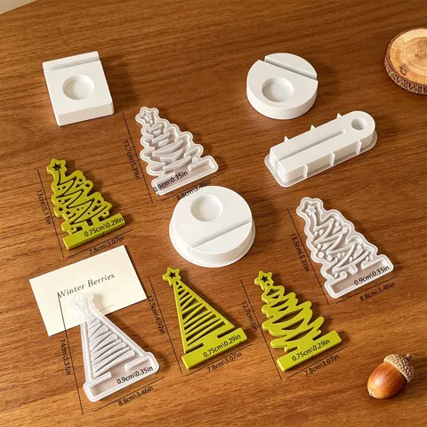 Moule en Silicone Arbre de Noël Bricolage Insert Arbre Étoile Creux Bougeoir Aromathérapie en Plâtre Résine Époxy