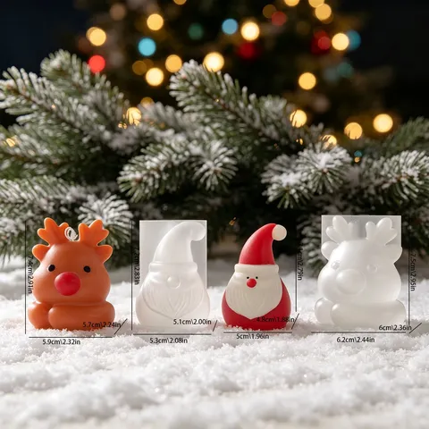 Noël Père Noël Elan Moule en Silicone Dessin Animé Bougie Aromathérapie Moule en Plâtre DIY Moule à Pâtisserie