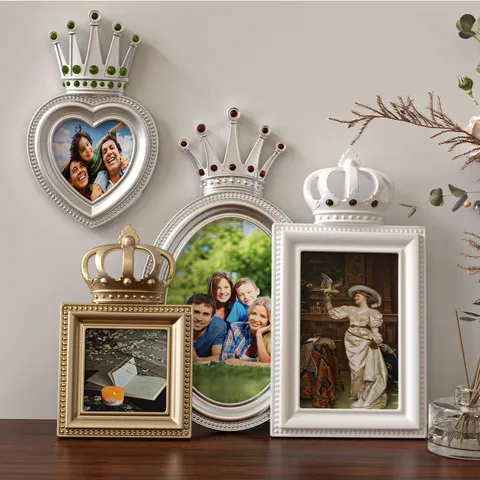 Moule en Silicone pour Cadre Photo Couronne Vintage Européen DIY Ovale Cœur Carré Plâtre Aromathérapie Colle Outil