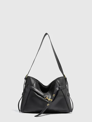 Femmes Rétro Grande Capacité PU Cuir Sac à Bandoulière Casual Navetteur Tote Bag Mode Sac à Main Pour Travail Quotidien