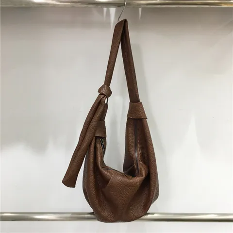 Sac Bandoulière Mode PU pour Femme Vintage Hobo Plissé Sac Épaule Casual Cuir Souple Sac Boule