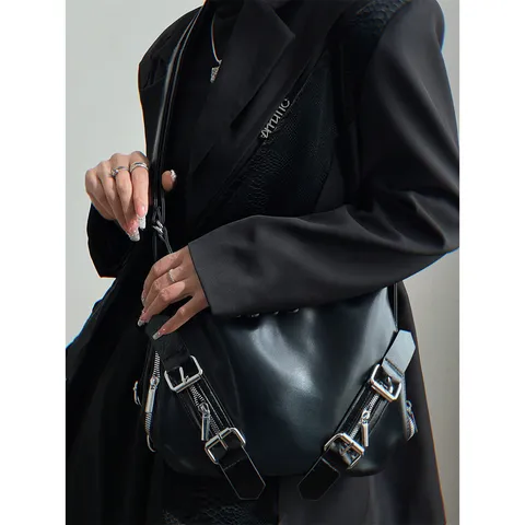 Zaino alla Moda da Donna Casual in Pelle PU Tote Bag Multifunzionale Stile Scuro Minimalista Urbano