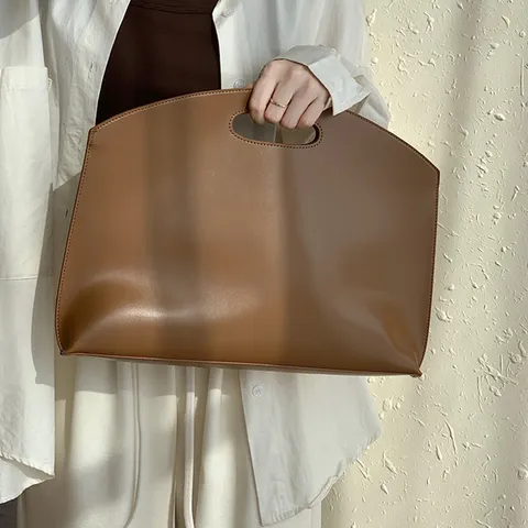Minimalist PU Leather Laptop Sleeve Briefcase For Women Business Commuting Lightweight Handbag Computer Bag