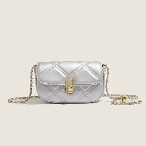 Femme Mode Matelassé Sac Bandoulière PU Cuir Petit Carré Sac Métal Chaîne Serrure Sac à Bandoulière Quotidien Navette Sac à Main