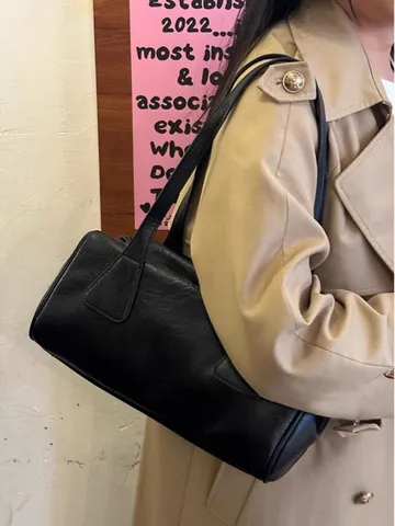 Sac Bandoulière Femme en Cuir PU Vintage Sac de Trajet Quotidien Décontracté Sac Underarm Mode