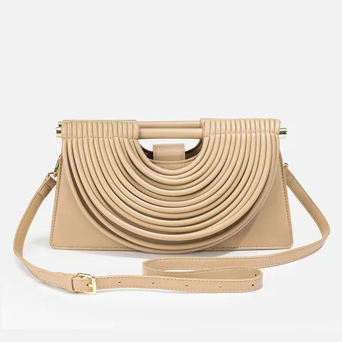 Sac Bandoulière Rétro Français Plissé en Cuir PU Femmes Mode Décontracté Couleur Unie Sac à Main Élégant Sac Porté Épaule Quotidien