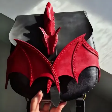 Halloween Cartoon Bat Dragon Wing Crossbody Bag Colorblock PU Leather Shoulder Bag Casual Daily Handbag For Women