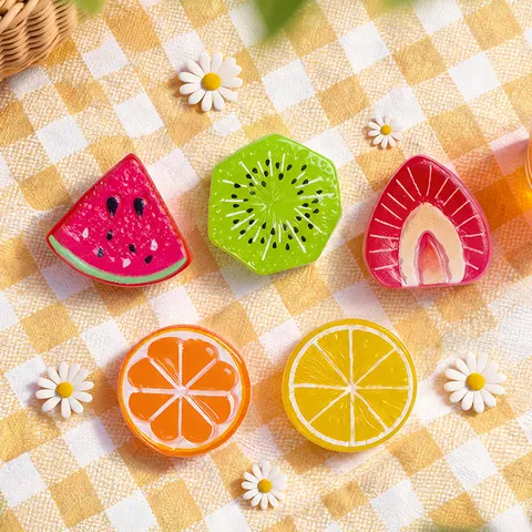 Resin Simulation Fruit Slices Miniature Food DIY Charms For Phone Case Cream Glue Watermelon Kiwi Lemon Orange Craft Supplies