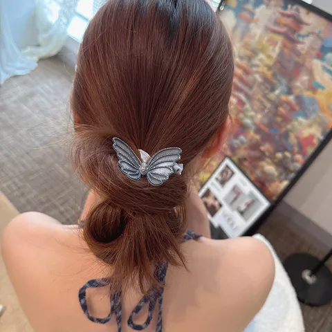 Fascia per Capelli a Farfalla in Rete Stile Fatato Elegante Alta Elasticità Corda per Codino Accessori per Capelli Donna