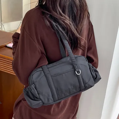 Casual Nylon Tsanta Omou Gia Gynekes Elafrya Megalis Horitikotitas Korean Style Underarm Bag Monohromi Kathimerini Metakinisi Handbag