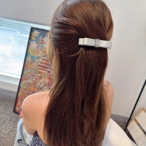 Fermaglio per Capelli con Fiocco in Rasmo Con Strass Eleganti Mollette per Donne Styling Capelli Blu Menta Grigio Galattico Nero Classico