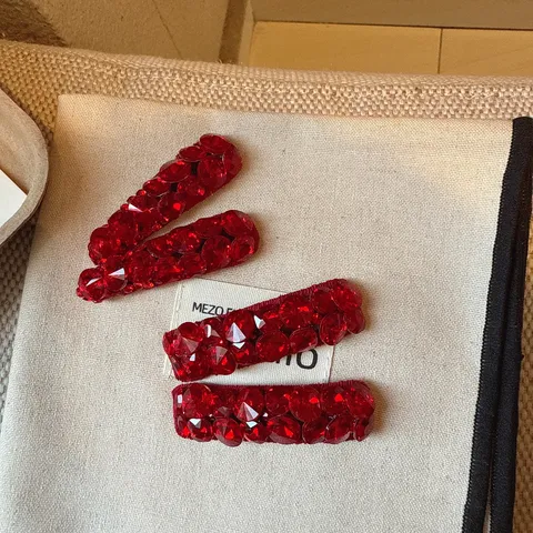 Rode Strass Vierkant Haarspeld Zoet Dagelijks Haaraccessoire Paved Strass Haarspelden Voor Vrouwen Haarstyling