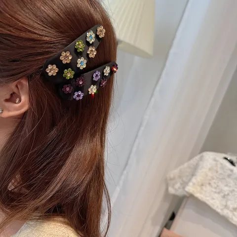 Molletta Per Capelli BB In Raso Retrò Con Fiori In Strass Elegante Fermaglio Laterale In Tessuto Per Donne Ragazze Accessori Per Capelli