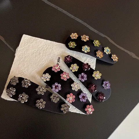 Molletta Per Capelli BB In Raso Retrò Con Fiori In Strass Elegante Fermaglio Laterale In Tessuto Per Donne Ragazze Accessori Per Capelli