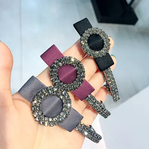 Fermaglio per Capelli Retro in Satina Fiocco Strass Elegante Molletta Donna Accessori