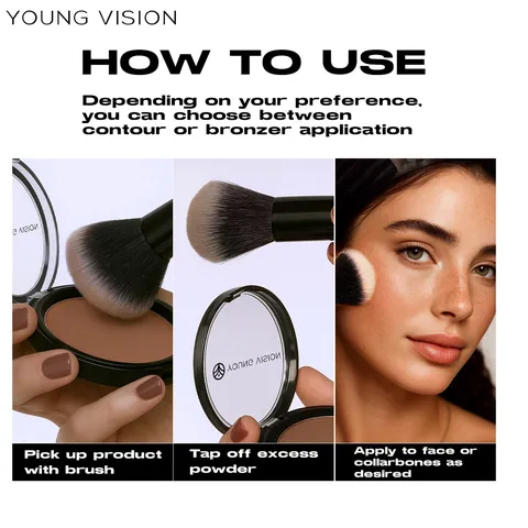 Matte Bronzer Contour Powder Palette With Makeup Brush Waterproof Face Sculpting Hairline Shadow Makeup Kit