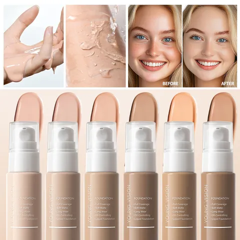 Young Vision Matte Liquid Foundation Full Coverage Oil Control Waterproof Long Lasting Face Makeup Natural Tone Foundation