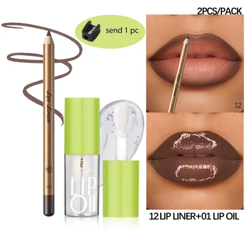 YOUNG VISION Set Trucco Matita Labbra e Olio Labbra Matita Opaca con Lucidalabbra Trasparente Combinazione Lunga Durata Impermeabile