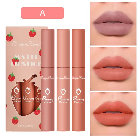 Strawberry Matte Lip Gloss Velvet Long Lasting Waterproof Liquid Lipstick Cute Makeup Gift For Women And Girls