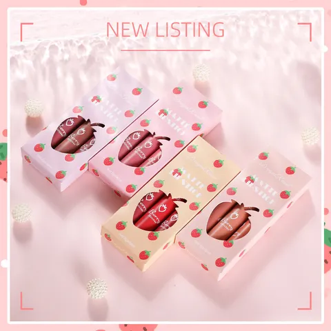 Strawberry Matte Lip Gloss Velvet Long Lasting Waterproof Liquid Lipstick Cute Makeup Gift For Women And Girls
