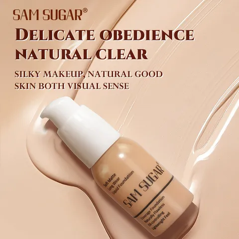 SAM SUGAR Liquid Foundation Matte Long Wear Waterproof Face Concealer And Contour Makeup Foundation For Women