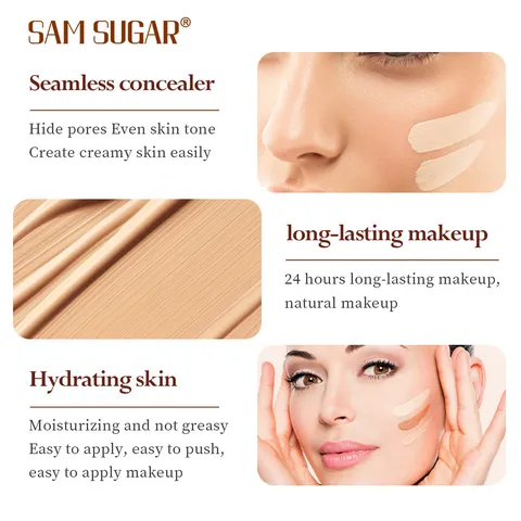 SAM SUGAR Liquid Foundation Matte Long Wear Waterproof Face Concealer And Contour Makeup Foundation For Women