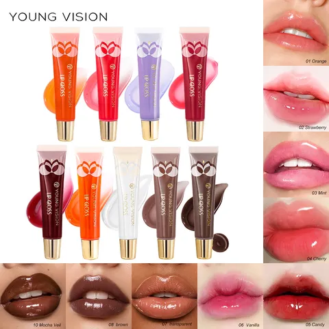 Young Vision Glass Mirror Transparent Lip Oil Hydrating Gloss Watery Tint Moisturizing Liquid Lipstick Makeup