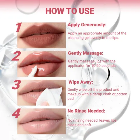 Gentle Exfoliating Lip Cleansing Gel Makeup Remover With Silicone Brush For Deep Cleaning Lip Care Tool