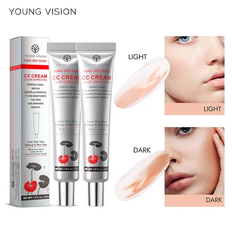 Natural Moisturizing CC Cream Liquid Foundation Waterproof Long Lasting Face Makeup Color Correcting Facial Primer