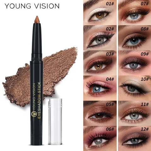 Pearlescent Rotating Eyeshadow Stick Long Lasting Waterproof Shimmer Eye Makeup Cosmetic Pen For Women