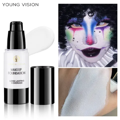 YOUNG VISION Halloween White Black Liquid Foundation Matte Long Lasting Coverage Waterproof Face Makeup