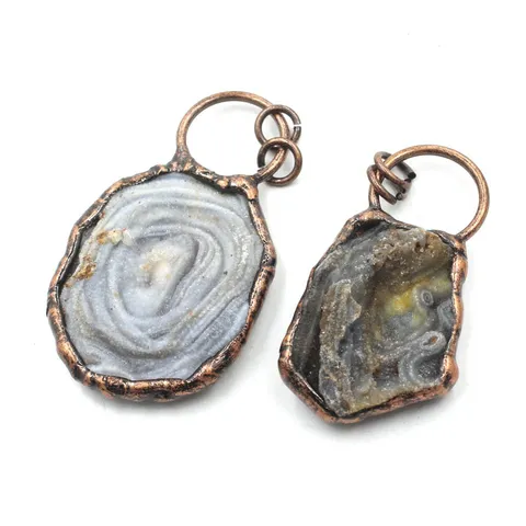 Natural Crystal Stone Vintage Pendant Necklace Copper Wire Wrapped Raw Gemstone Jewelry Handmade DIY Accessories