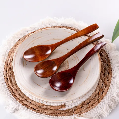 Japanischer Stil Holz Löffel Langer Griff Lotus Holz Suppenlöffel Kaffee Honig Löffel Dessertlöffel Küche Geschirr
