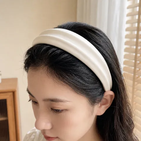 Diadema Ancha Para Mujer Corona Alta Satinado Cuero Tela Banda De Pelo Moda Elegante Accesorios Para El Cabello Tocado