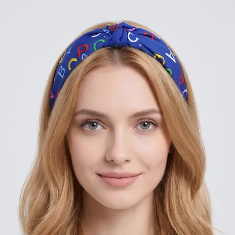 Donna Cerchietto Largo Tessuto Stampa Lettere Nodo Fascia Per Capelli Incrociata Torsione Moda Accessori Capelli Per Giornaliero Donne