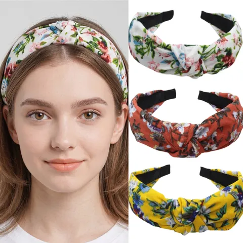 Vintage Floral Print Wide Headband For Women Casual Bohemian Fabric Hair Hoop Fashion Hair Accessories