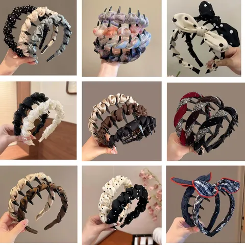 Diadema de Moda de Satén con Lunares para Mujer Antideslizante Corona Alta Accesorios para el Cabello Simples