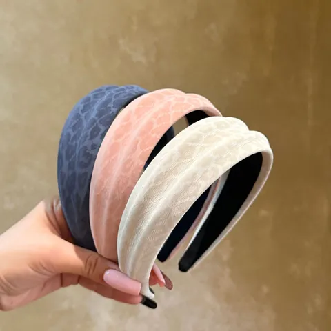 Diadema Ancha Estampado de Leopardo Vintage para Mujer Moda Cabello Corona Alta Otoño Invierno Accesorios de Pelo Diario