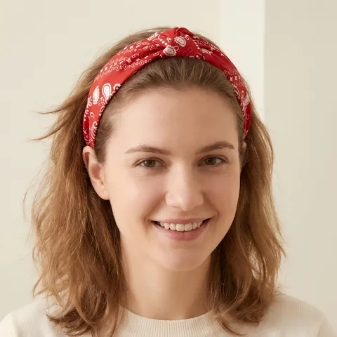 Retro Paisley Floral Tela Diadema Cruzada Nudada Ancha Banda De Pelo Accesorios De Cabello De Moda Para Mujeres Uso Diario
