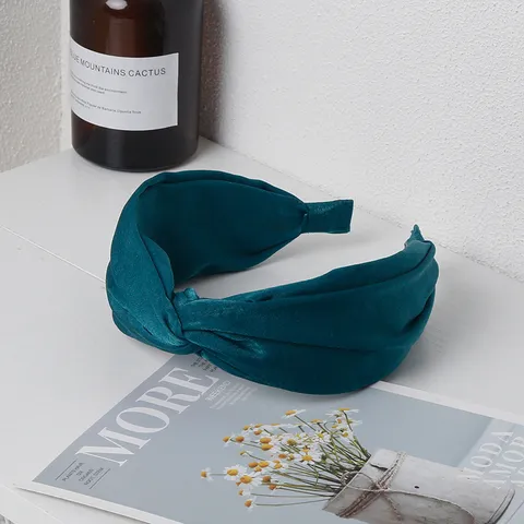 Serre-tête Large à Bord Femmes Fait Main Rétro Noeud Croisé Accessoires de Cheveux Couleur Unie Élégants Pour Quotidien