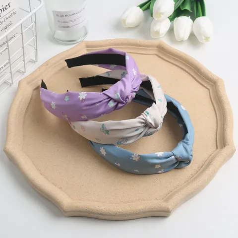 Diadema de Tela Floral Estilo Ins Lindo Nudo Cruzado Accesorio de Cabello Casual Diario Para Mujeres