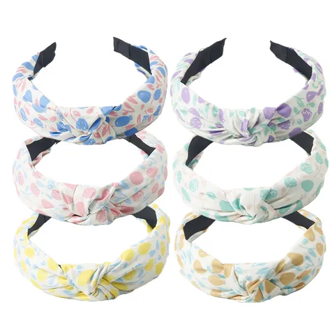 Dulce Floral Tela Diadema Nudoso Aro de Pelo Lindo Botánico Estampado Accesorios de Pelo para Mujeres Diario Casual