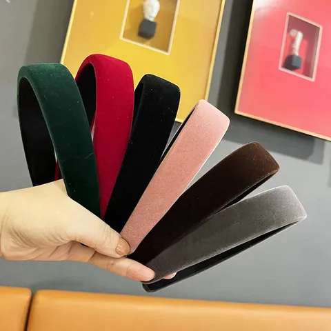 Diadema Ancha de Esponja Flocada Estilo Retro Francés Elegante Cinta para el Cabello Diadema Acolchada Accesorios para el Cabello