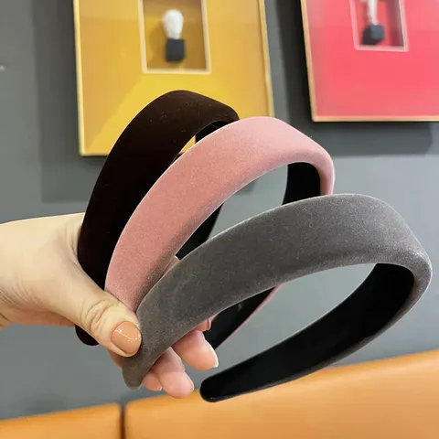 Diadema Ancha de Esponja Flocada Estilo Retro Francés Elegante Cinta para el Cabello Diadema Acolchada Accesorios para el Cabello