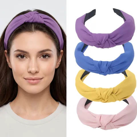 Diadema Ancha de Tela de Color Sólido Casual Retro Cruzada Nudosa Aros de Pelo Dulce Diario Lavado de Cara Accesorios para el Cabello para Mujeres