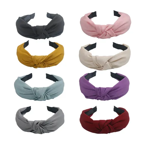 Diadema de Tela con Nudo Cruzado de Color Sólido Minimalista para Mujeres Accesorios de Cabello Anchos Casuales Diarios